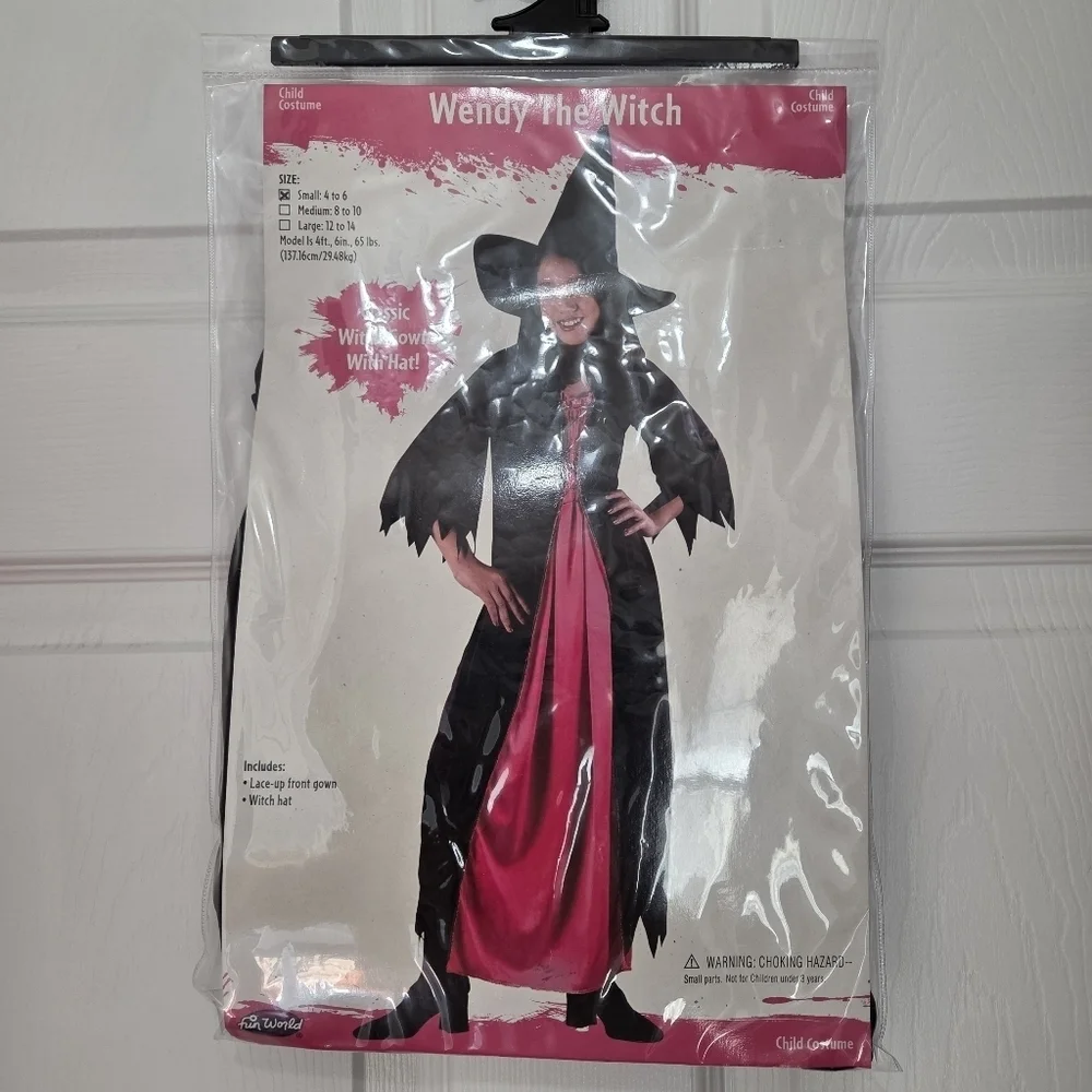 Child Wendy the Witch Halloween Costume Black & Pink Size Small 4-6 Cosplay